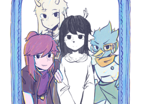 Deltarune Tsuki 梦世界四角色在镜子前.png